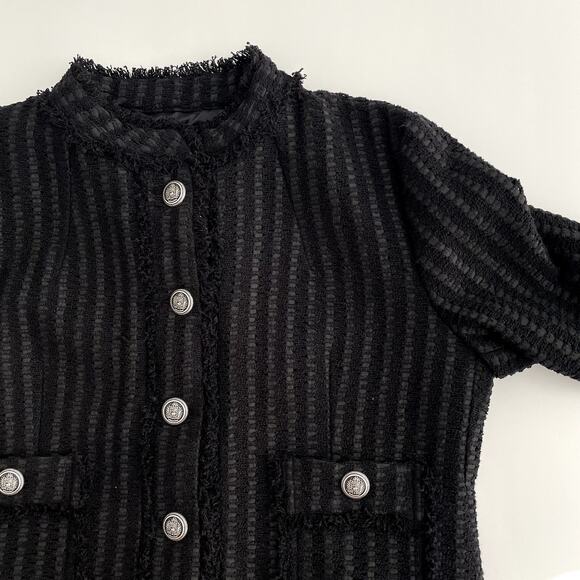 SAND Copenhagen Chili Tweed Jacket Size 38 Black Fringe - Picture 7 of 16